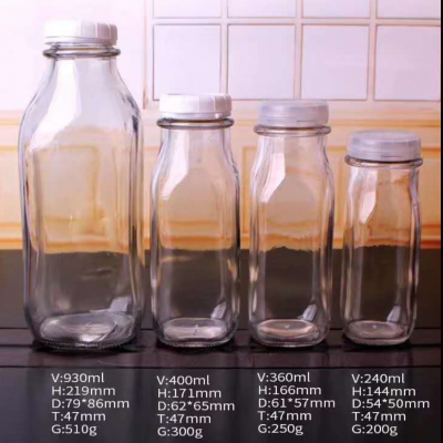 Square milk juice glass bottle