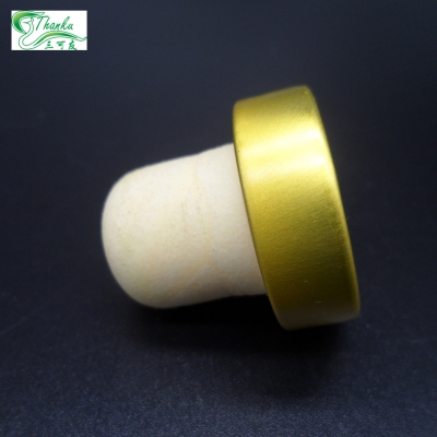 T cork for polymer cork with aluminum top in gold silver