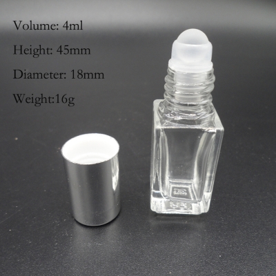 Small square roller glass bottle