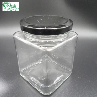 Square shape glass jar