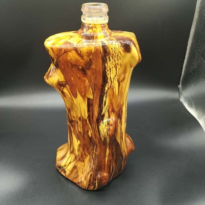 Wood shape liquor bottle
