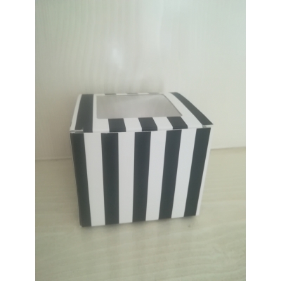 Single black and white stripes cupcake box
